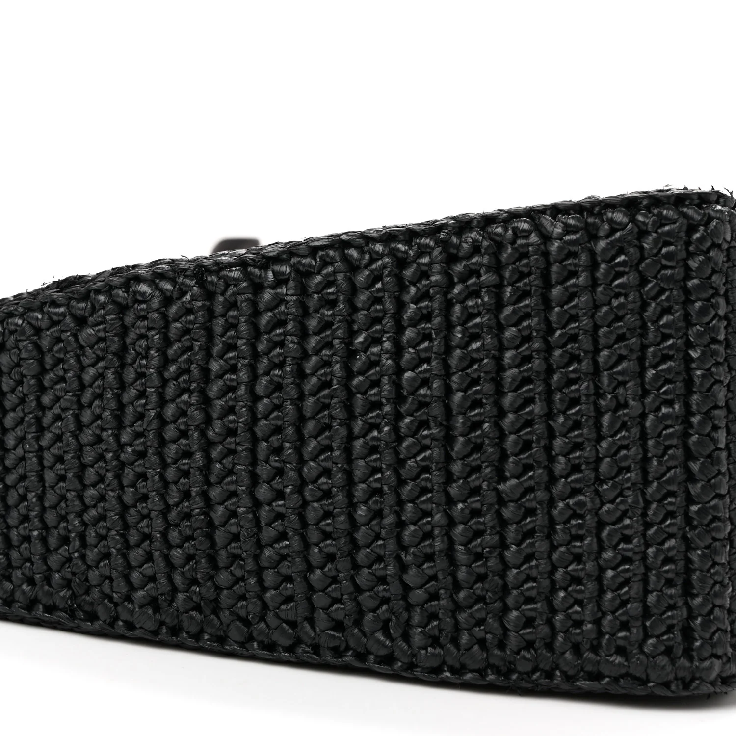 Yarn Raffia Effect Crochet Triangle Shoulder Bag Black - Top Club