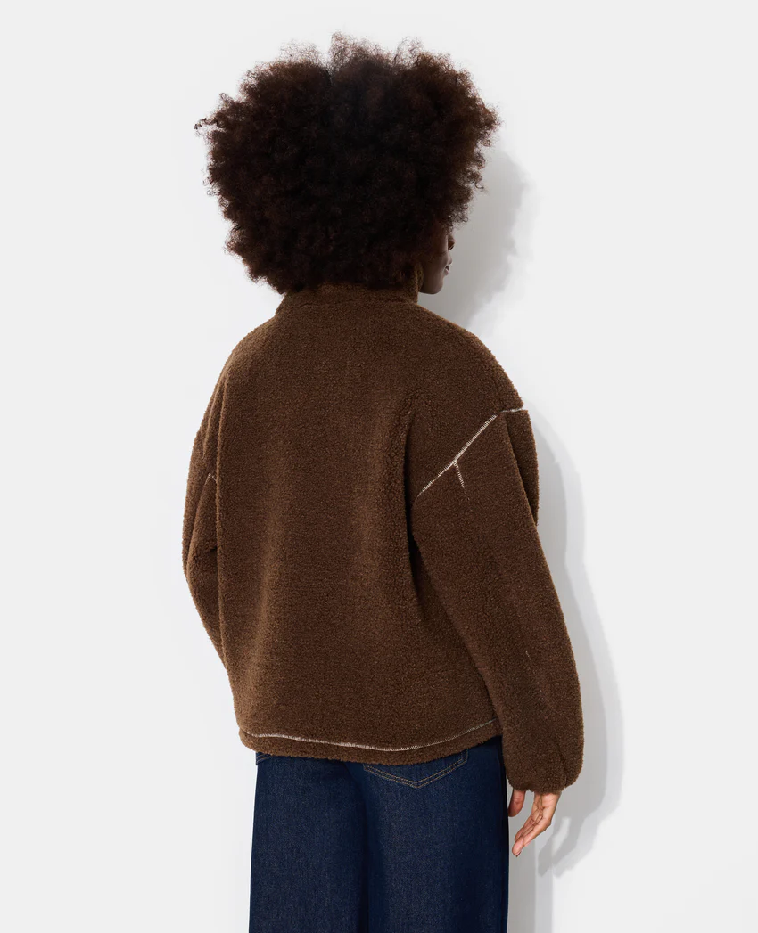 Pimkie Sweat droit en sherpa col zippé avec broderies