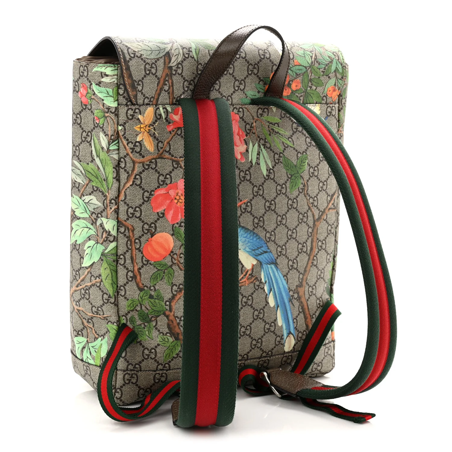 GG Supreme Monogram Tian Web Single Buckle Backpack Beige Multicolor New Acero - Top Club