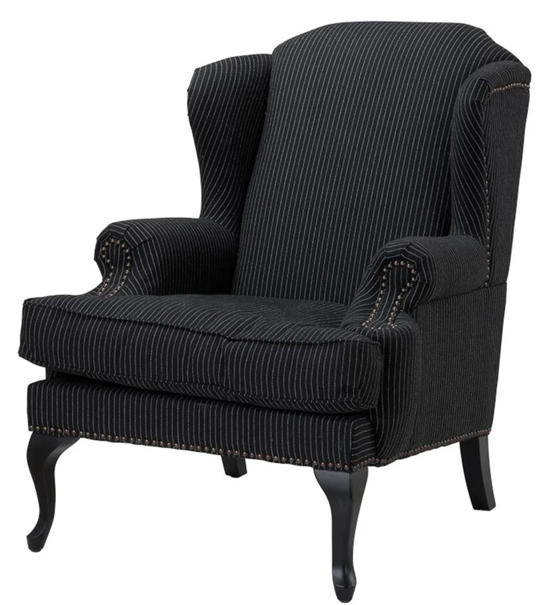 Armchair black with white pinstripes 81 x 104 x H. 104 cm - Luxury Collection