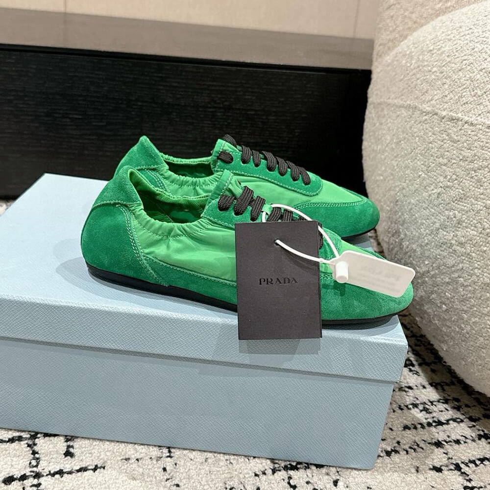 PRADA Collapse Re-Nylon and suede elasticized sneakers - Top Club