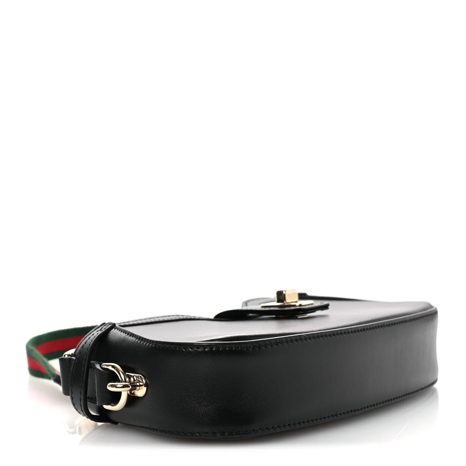 Calfskin Mini Moon Side Shoulder Bag Black - Top Club