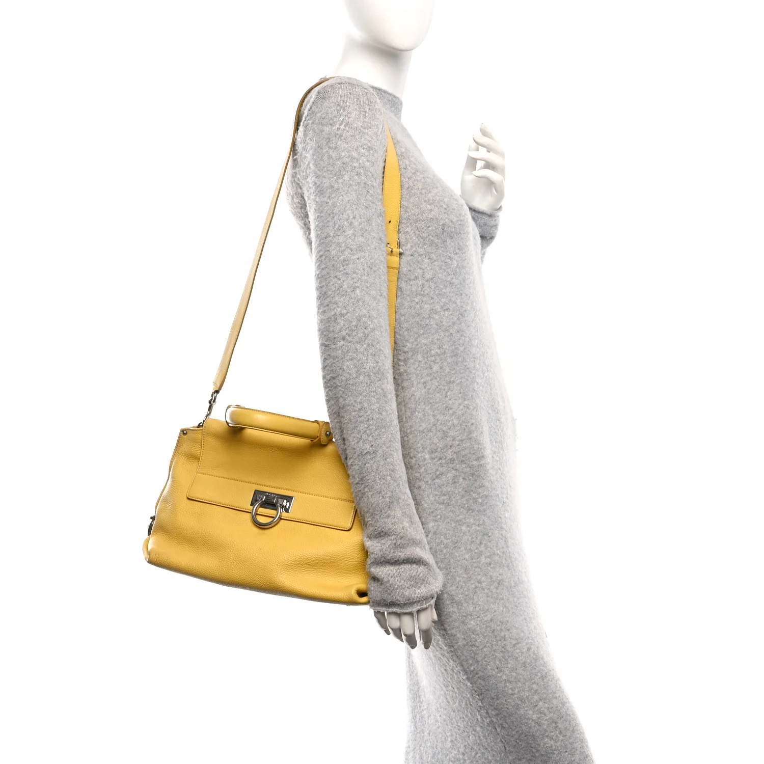 Calfskin Sofia Gancini Satchel Yellow - Top Club