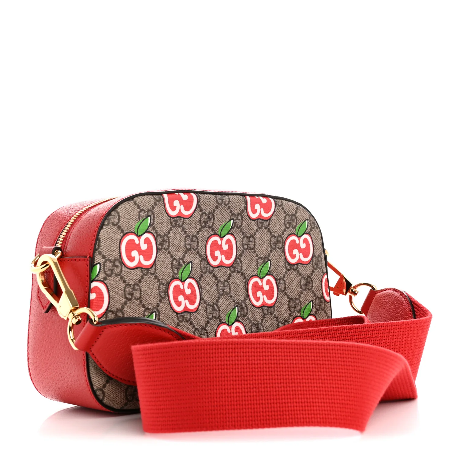 GG Supreme Monogram Apple Small Retro Interlocking G Shoulder Bag Beige Multicolor Lobster Red - Top Club