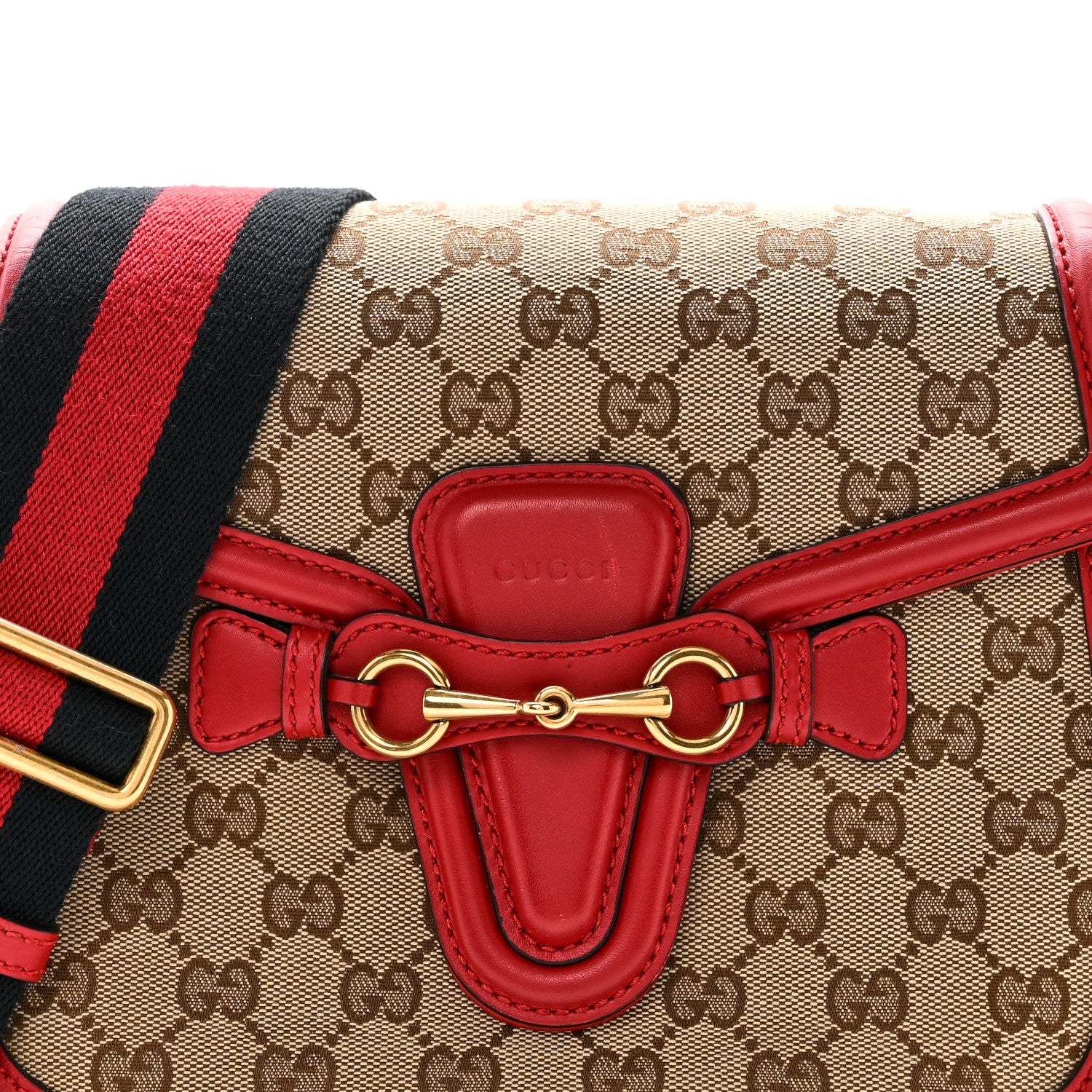 Monogram Ruinart Calfskin Medium Lady Web Shoulder Bag Beige Ebony Hibiscus Red - Top Club