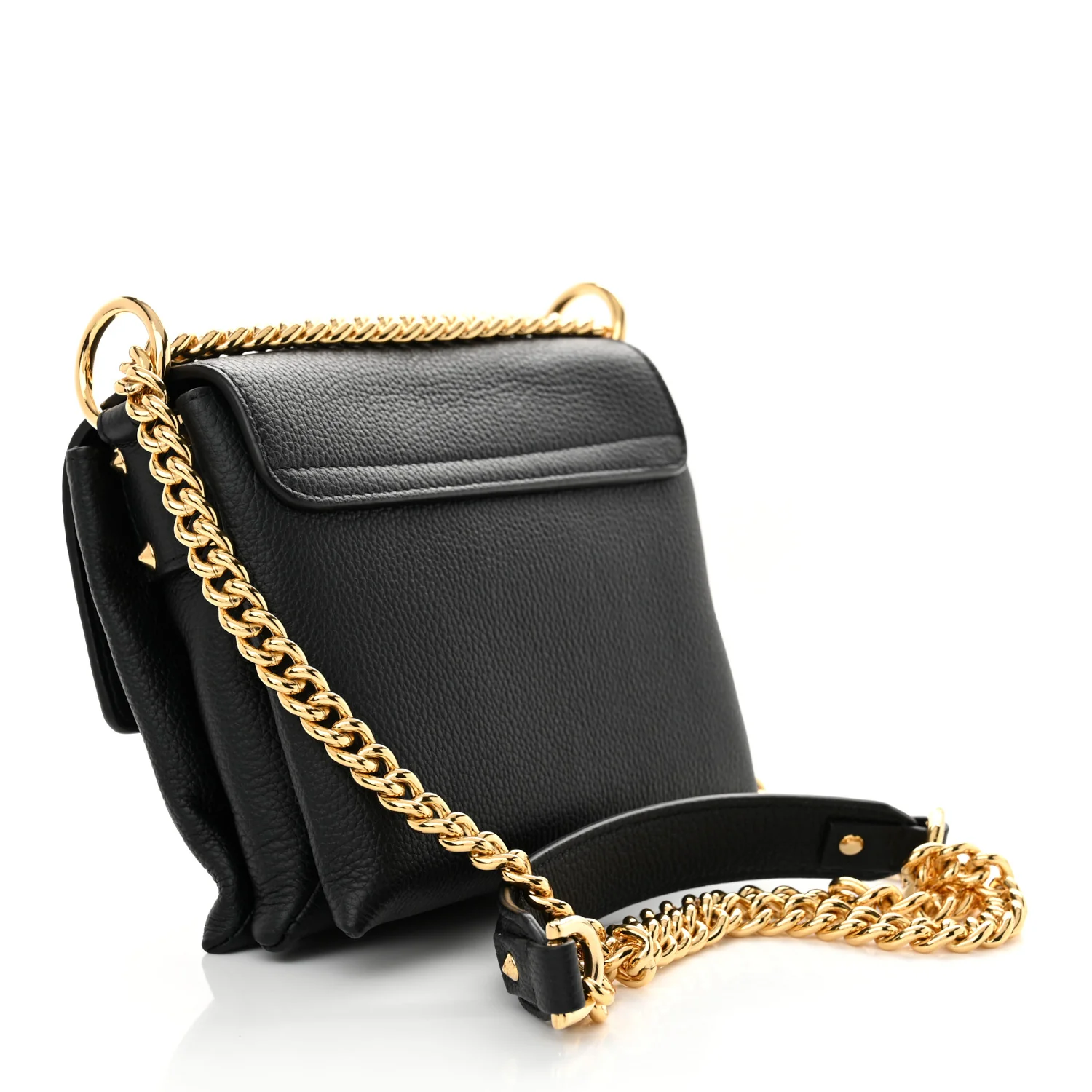 Calfskin Small Twin Skull Chain Crossbody Black - Top Club