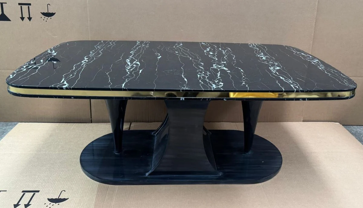Luxury Art Deco coffee table black / gold 120 cm - living room furniture