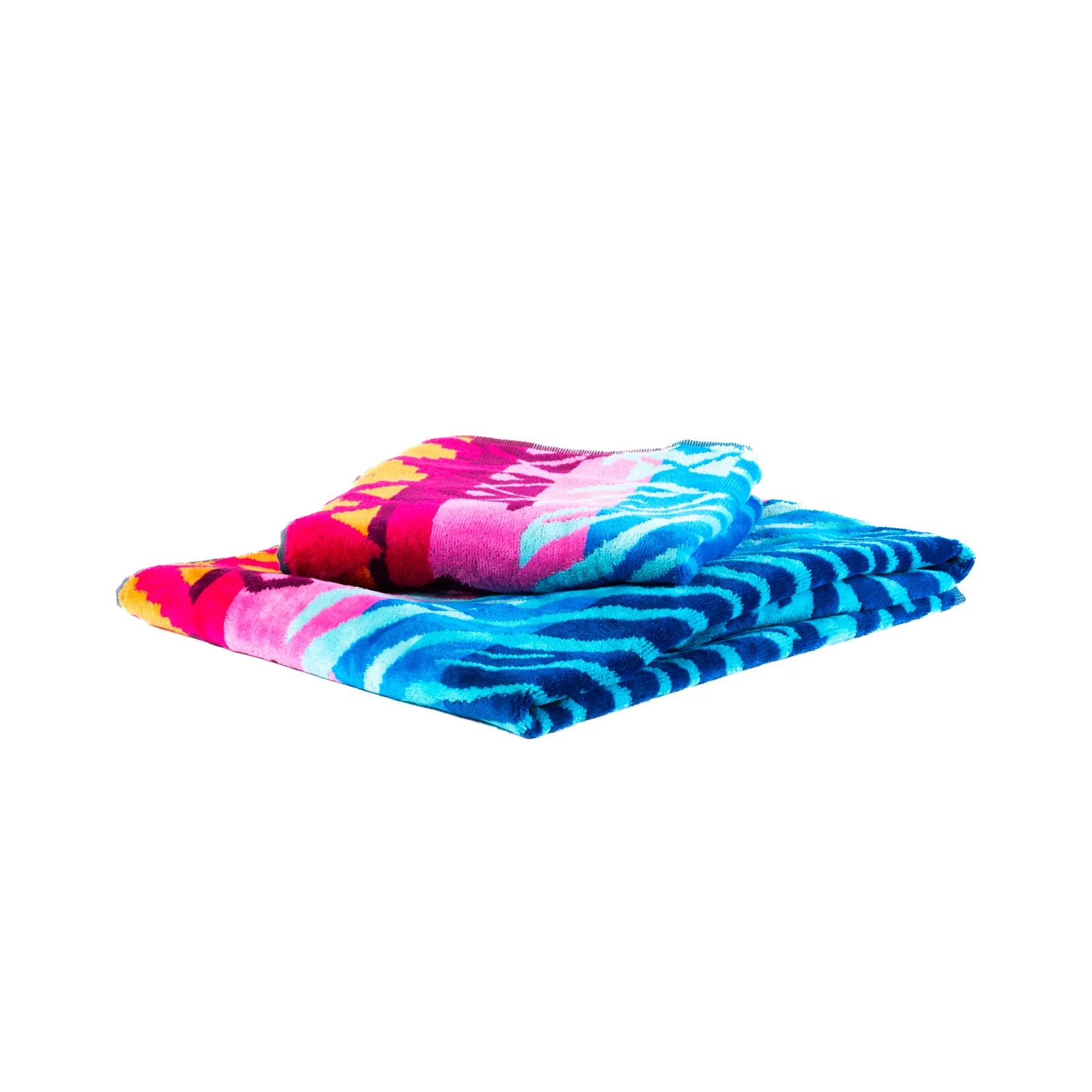 Asciugamano Con Ospite In Spugna Mexico 40X60+60X100 Fuxia Carrara