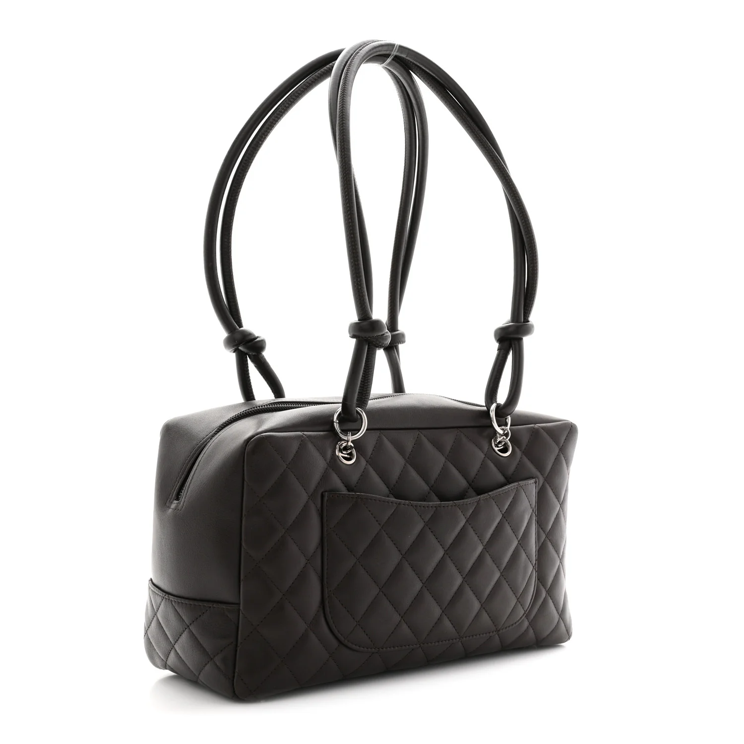 Calfskin Quilted Cambon Large Bowler Brown Beige - Top Club