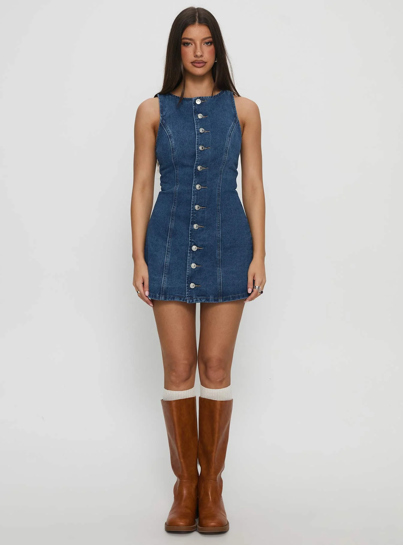 Yumiko Denim Romper Mid Wash