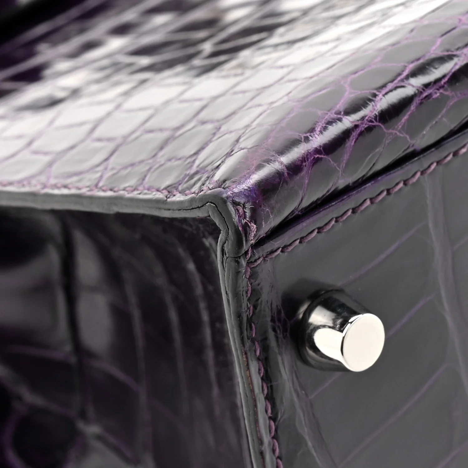 Shiny Niloticus Crocodile Kelly Sellier 28 Amethyst - Top Club