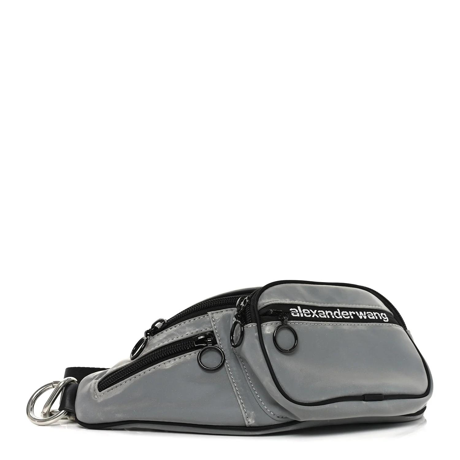 Nylon Logo Printed Attica Belt Bag Reflective Silver - Top Club