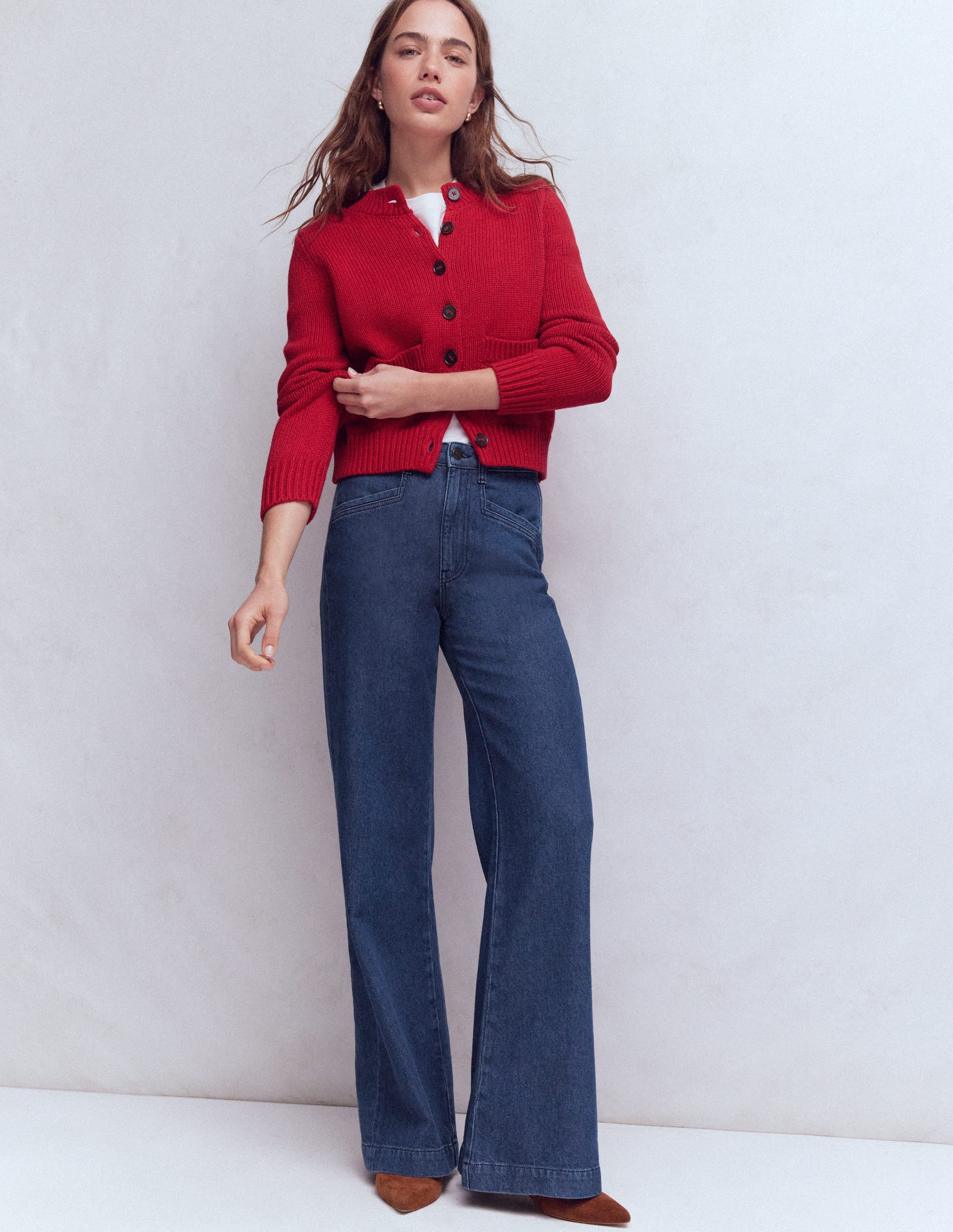 Jeans mit weitem Bein und Tasche-Medium Vintage