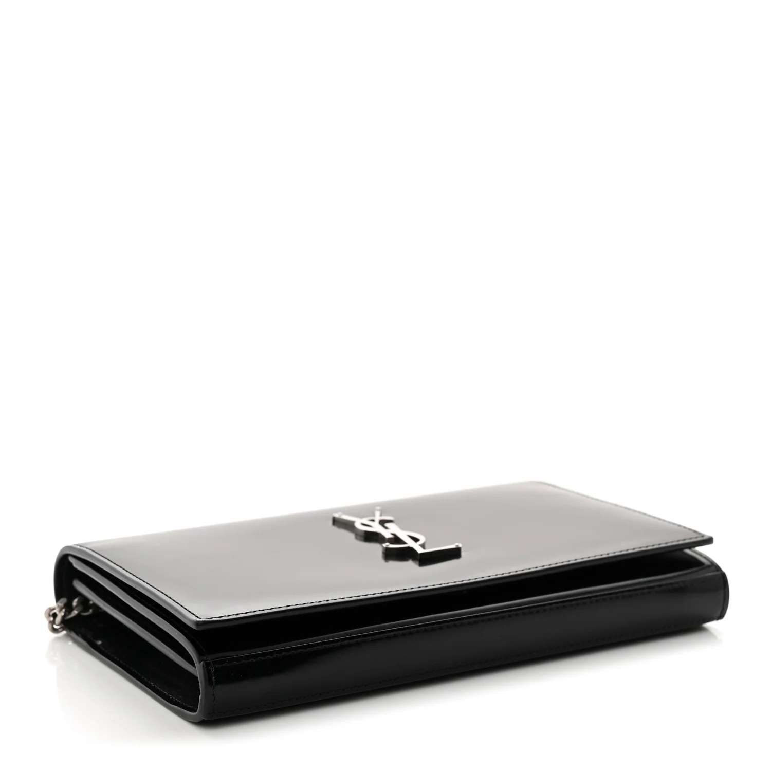 Glazed Calfskin Cassandre Wallet On Chain WOC Black - Top Club