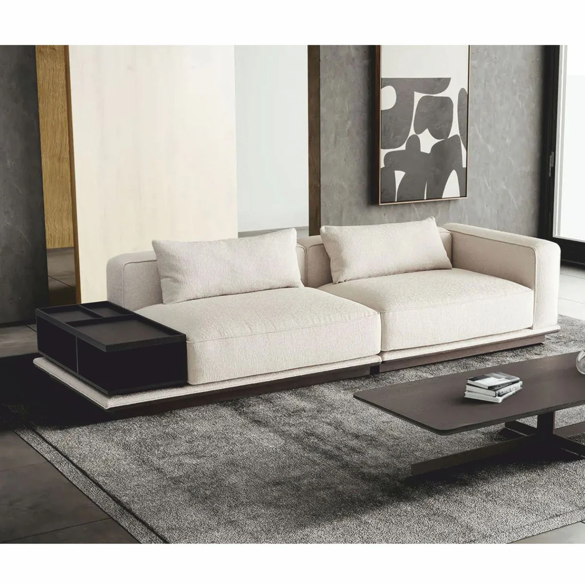 Luxury Sofa White / Black / Dark Brown 286 cm - Living Room & Hotel Furniture
