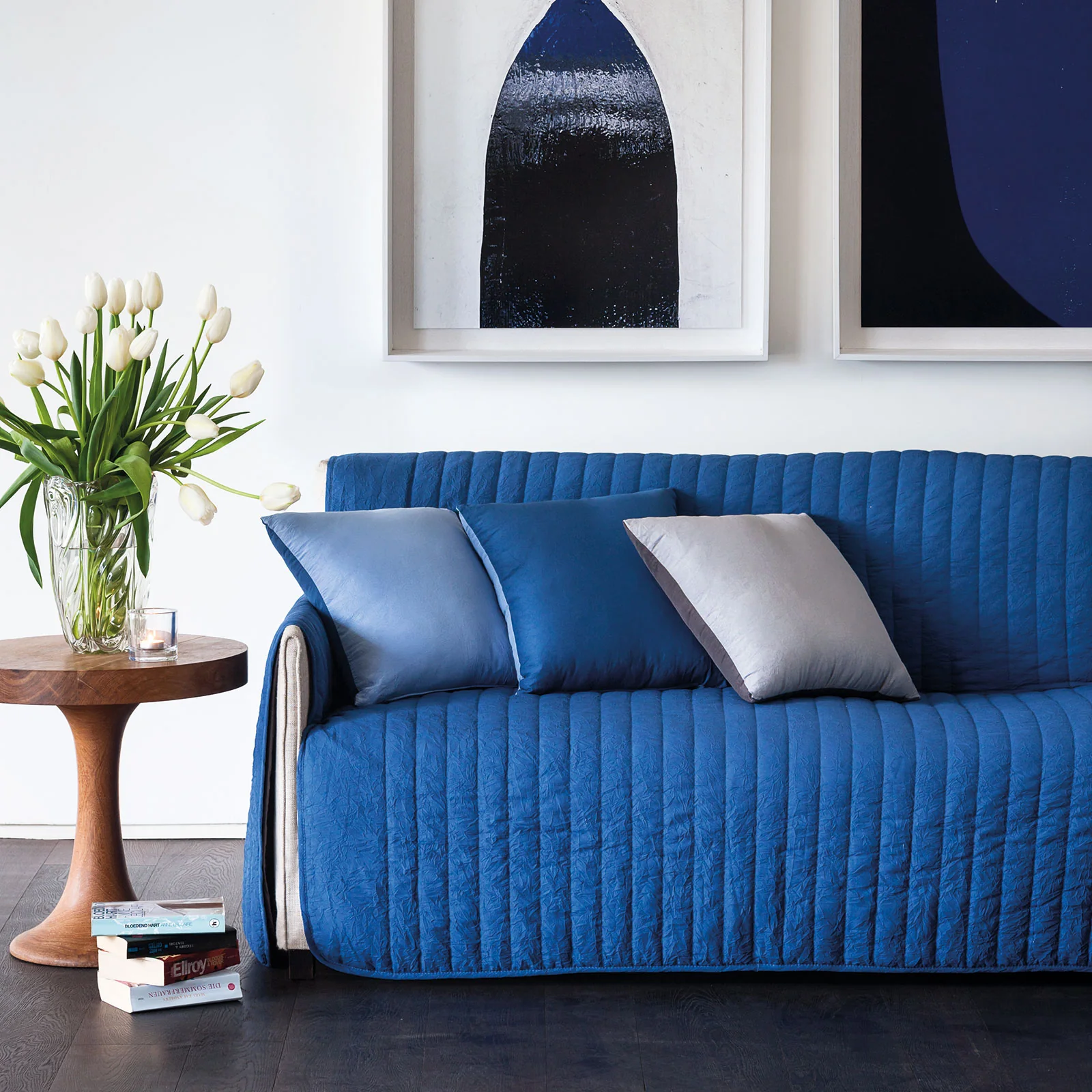 Copridivano In Microfibra Pagoda No Stiro Pagoda 1 Posto Blu Modern