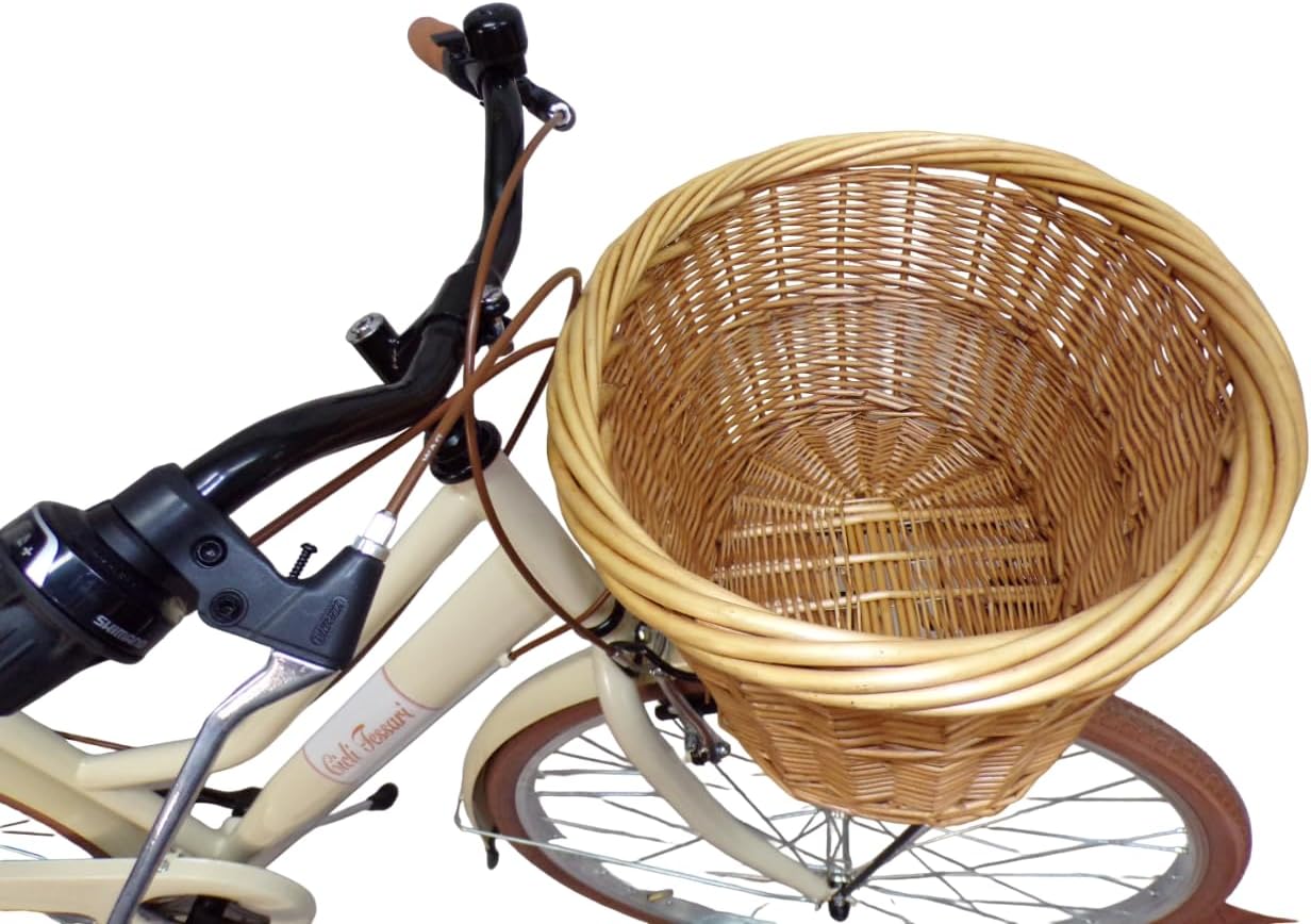 Cicli Tessari - bicicletta donna bici da città city bike da passeggio 28'' con cambio vintage retro' cesto in vimini borse laterali