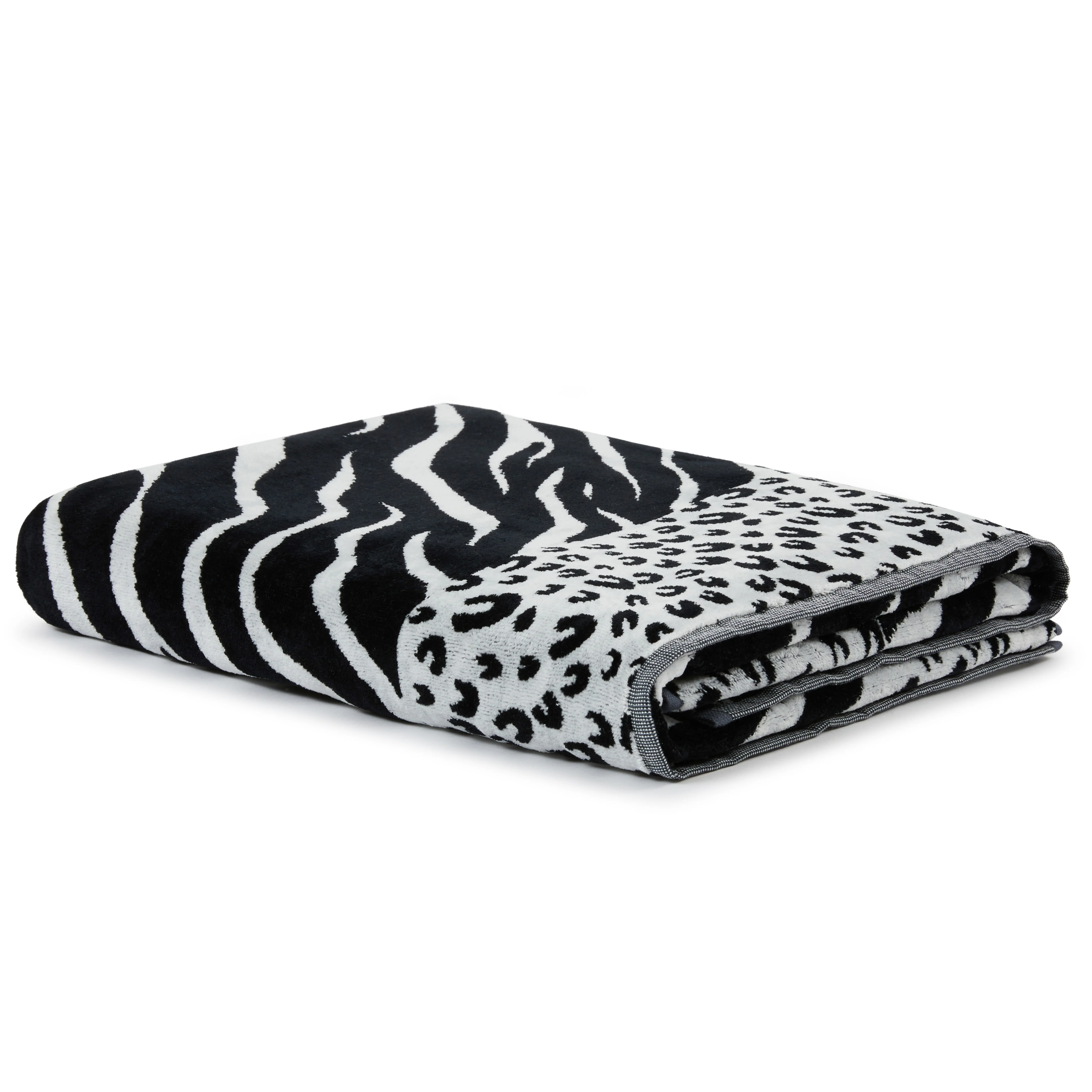 Telo Mare In Spugna Marianne 95X180 Bianco-Nero Carrara