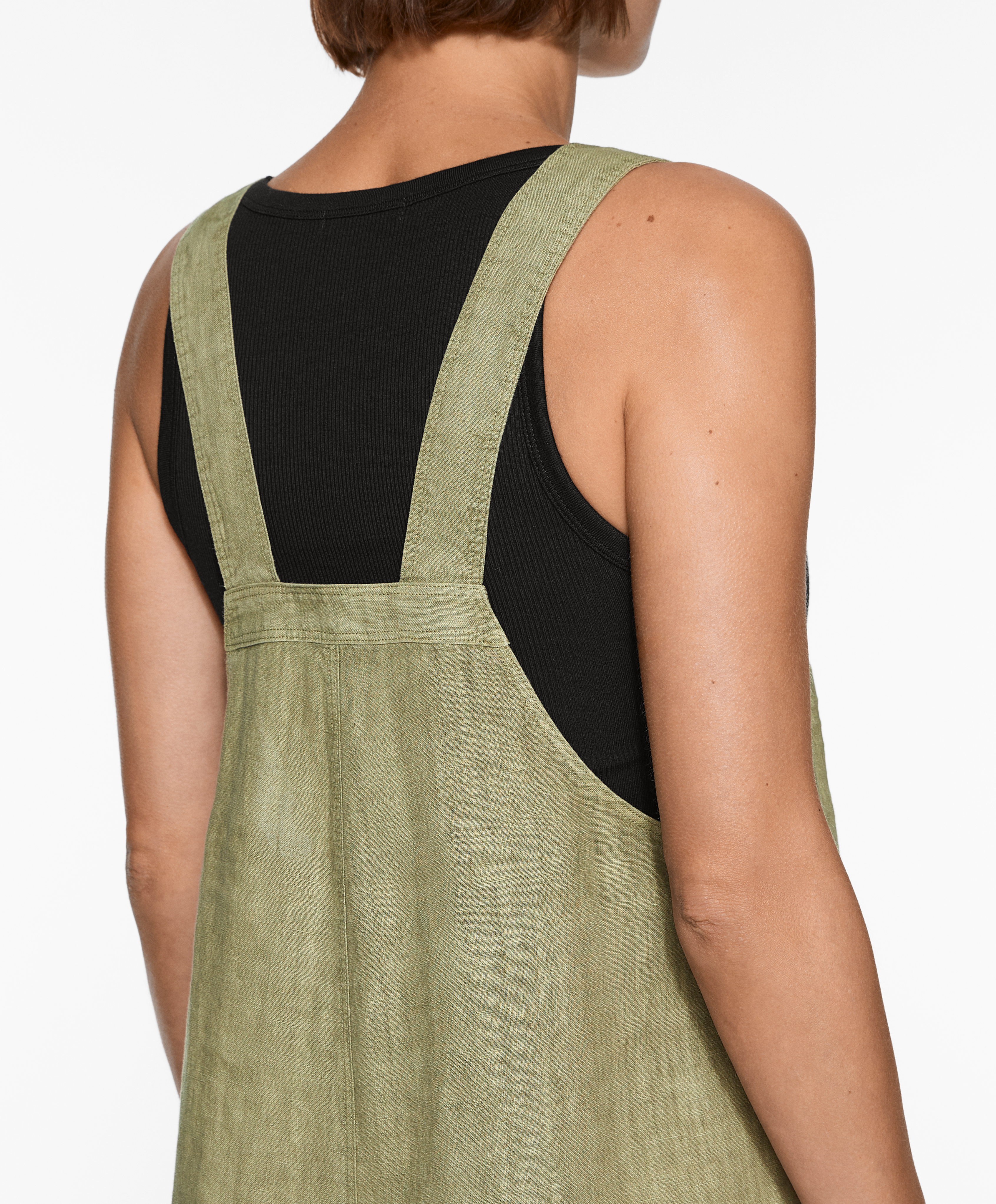 OYSHO Short strappy jumpsuit in 100% linen