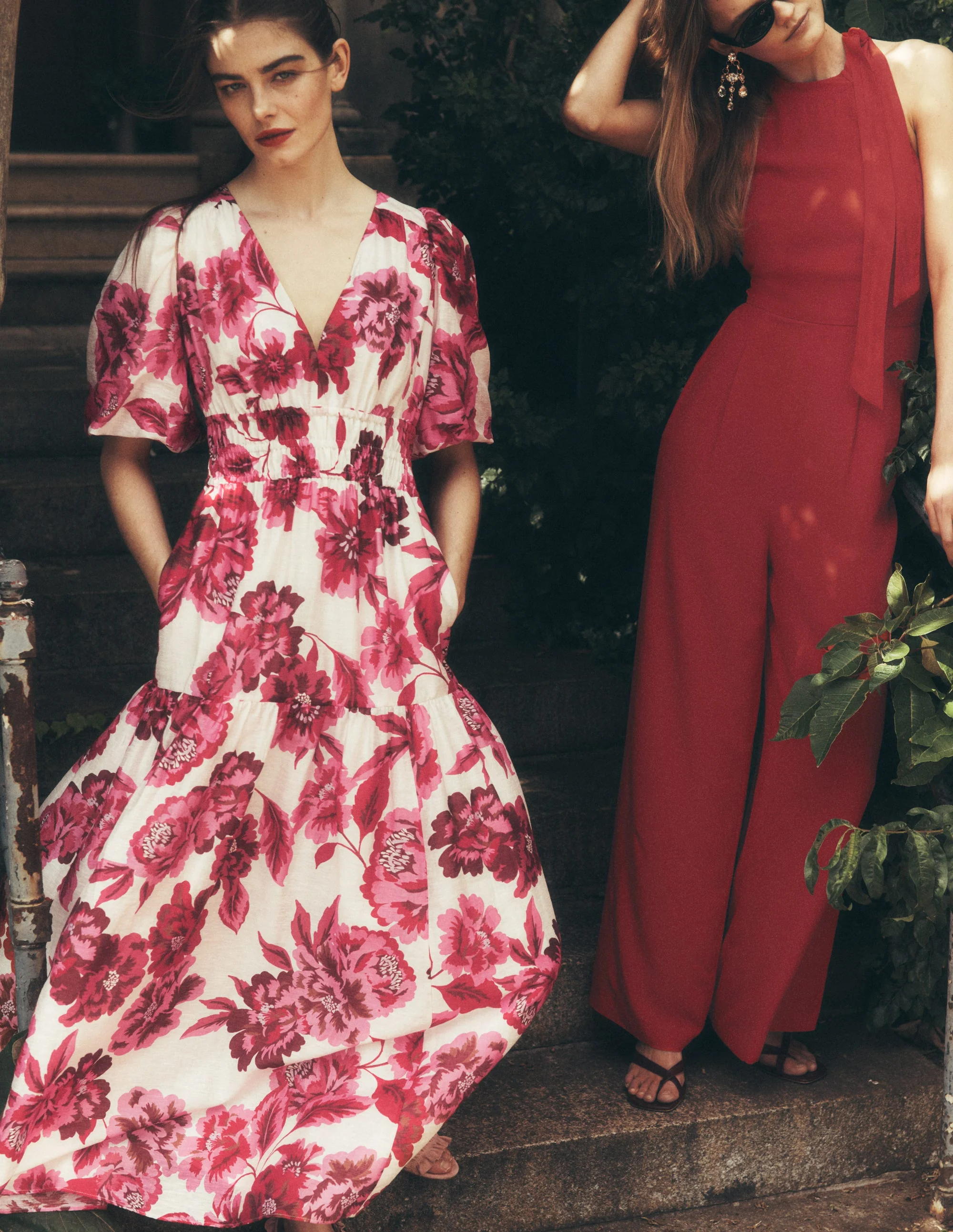 Irene Kleid für besondere Anlässe-Rosa Opulente Blüten