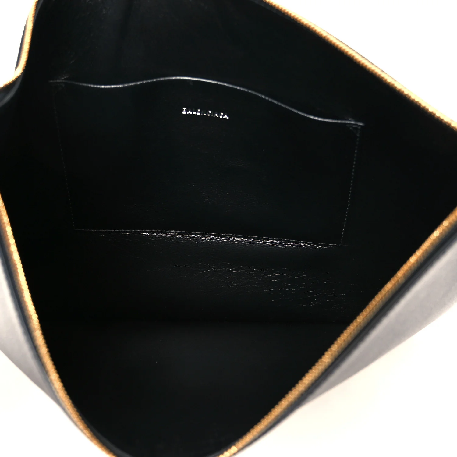 Calfskin Logo Large Cash Pouch With Handle Black White - Top Club