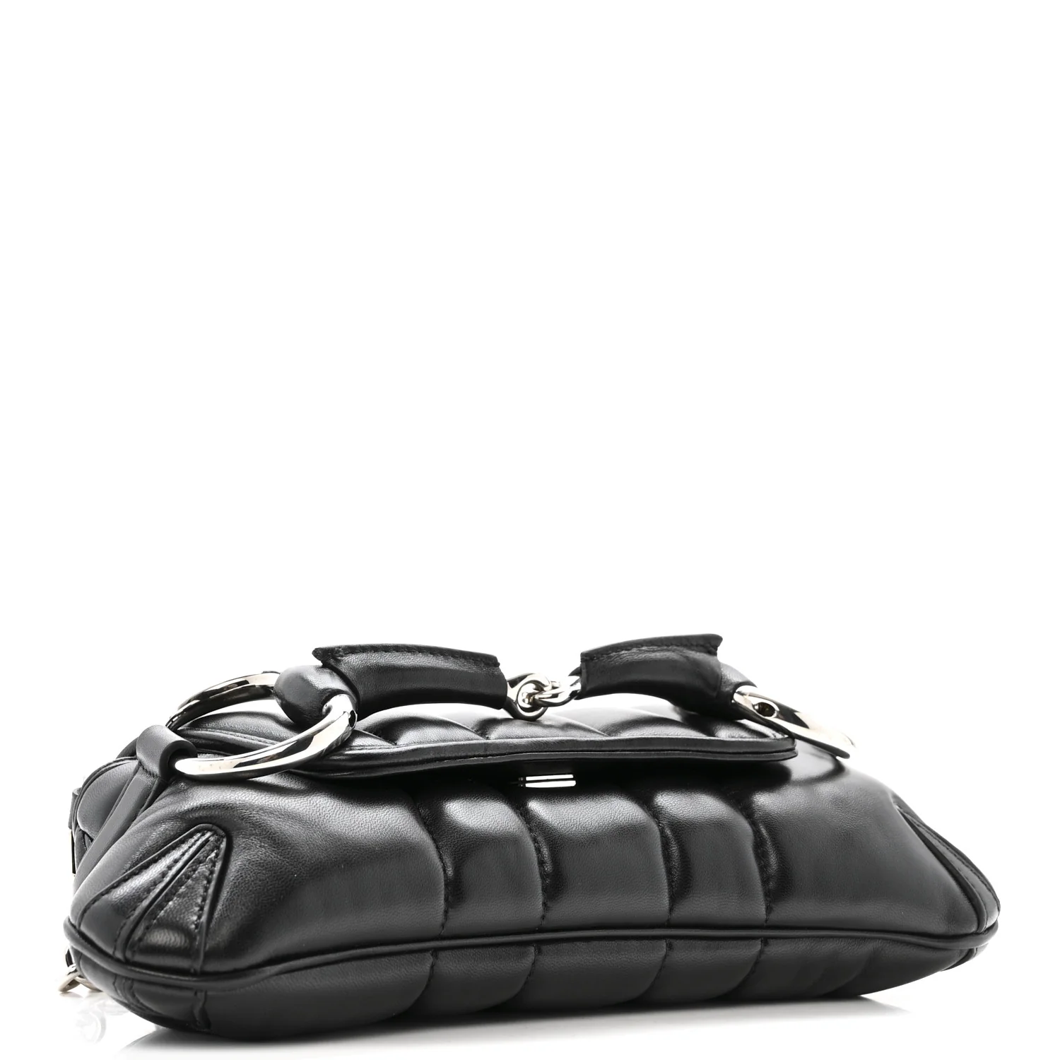 Nappa Vertical Matelasse Small Maxi Horsebit Chain Shoulder Bag Black - Top Club
