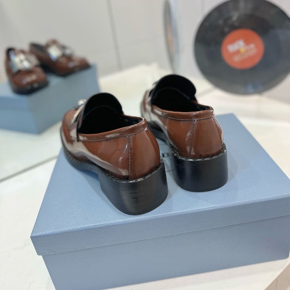 PRADA Brushed leather loafers with metal details - Top Club