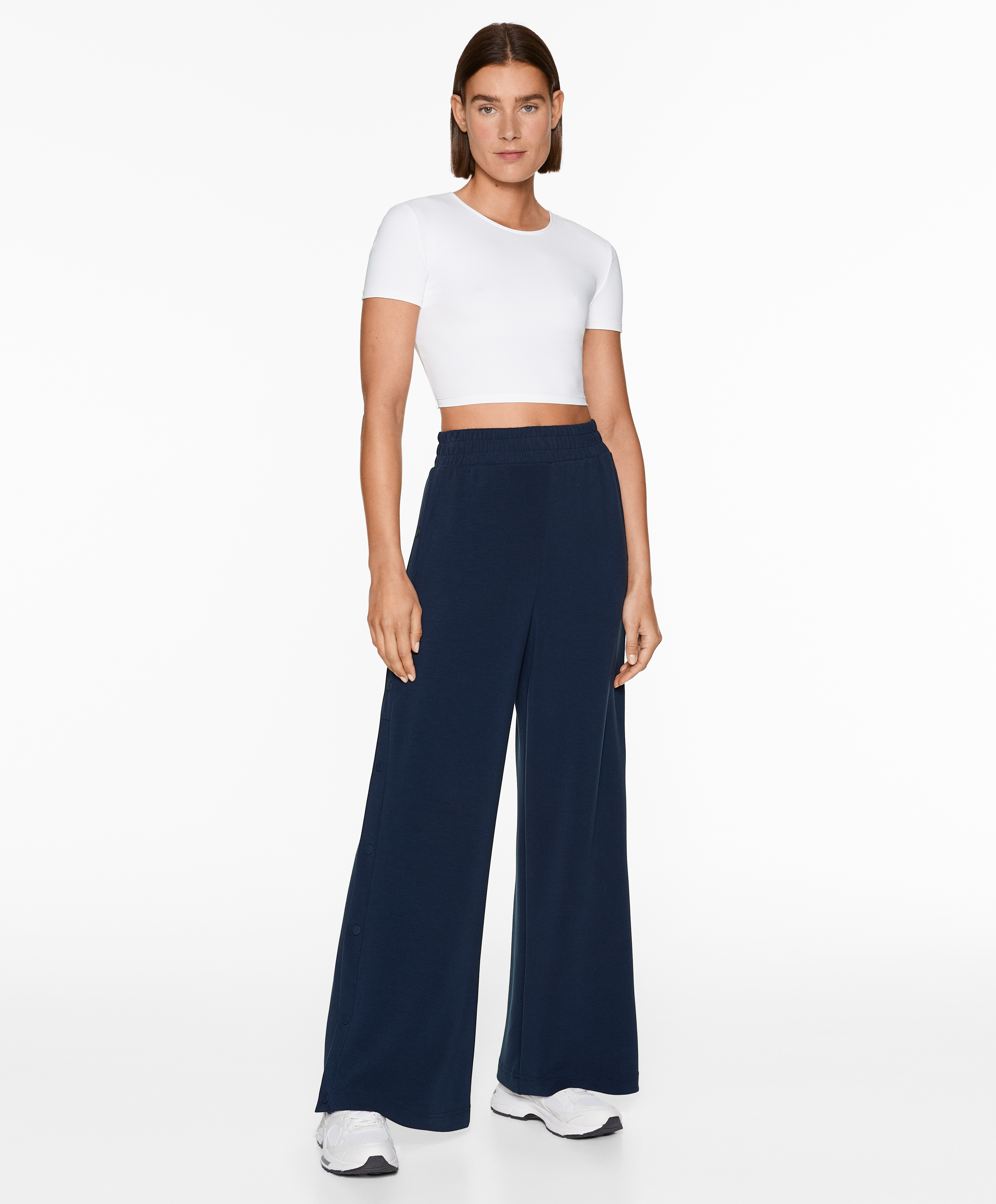 OYSHO Soft-touch wide, straight-leg trousers with modal and buttons