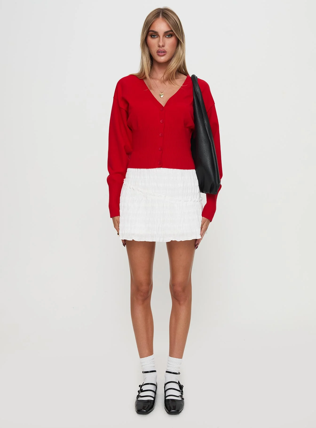 Wistfully Knit Cardigan Red