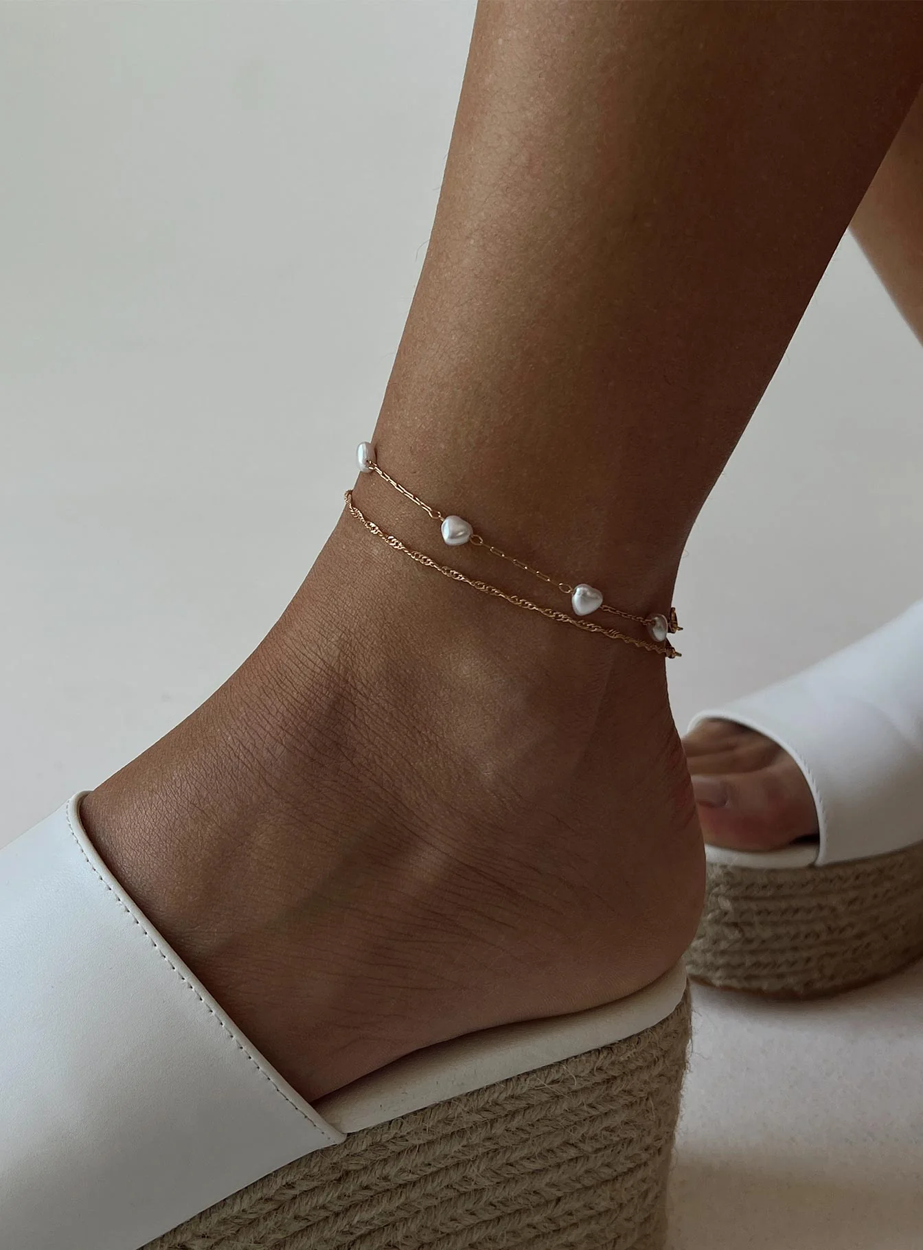 Sakina Pearl Anklet Pack Gold