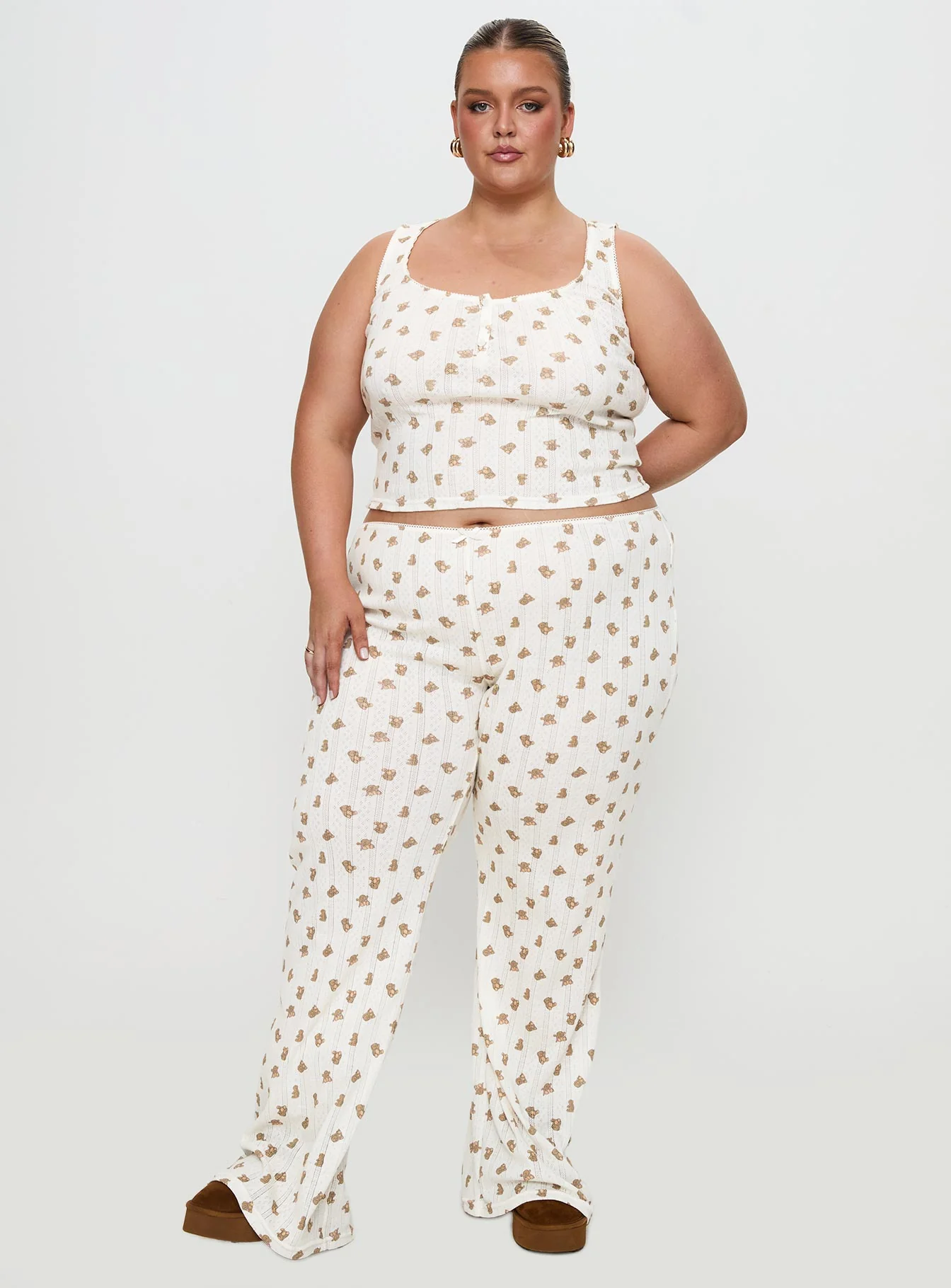 Sleepytea Pointelle Sleep Pant Multi Curve
