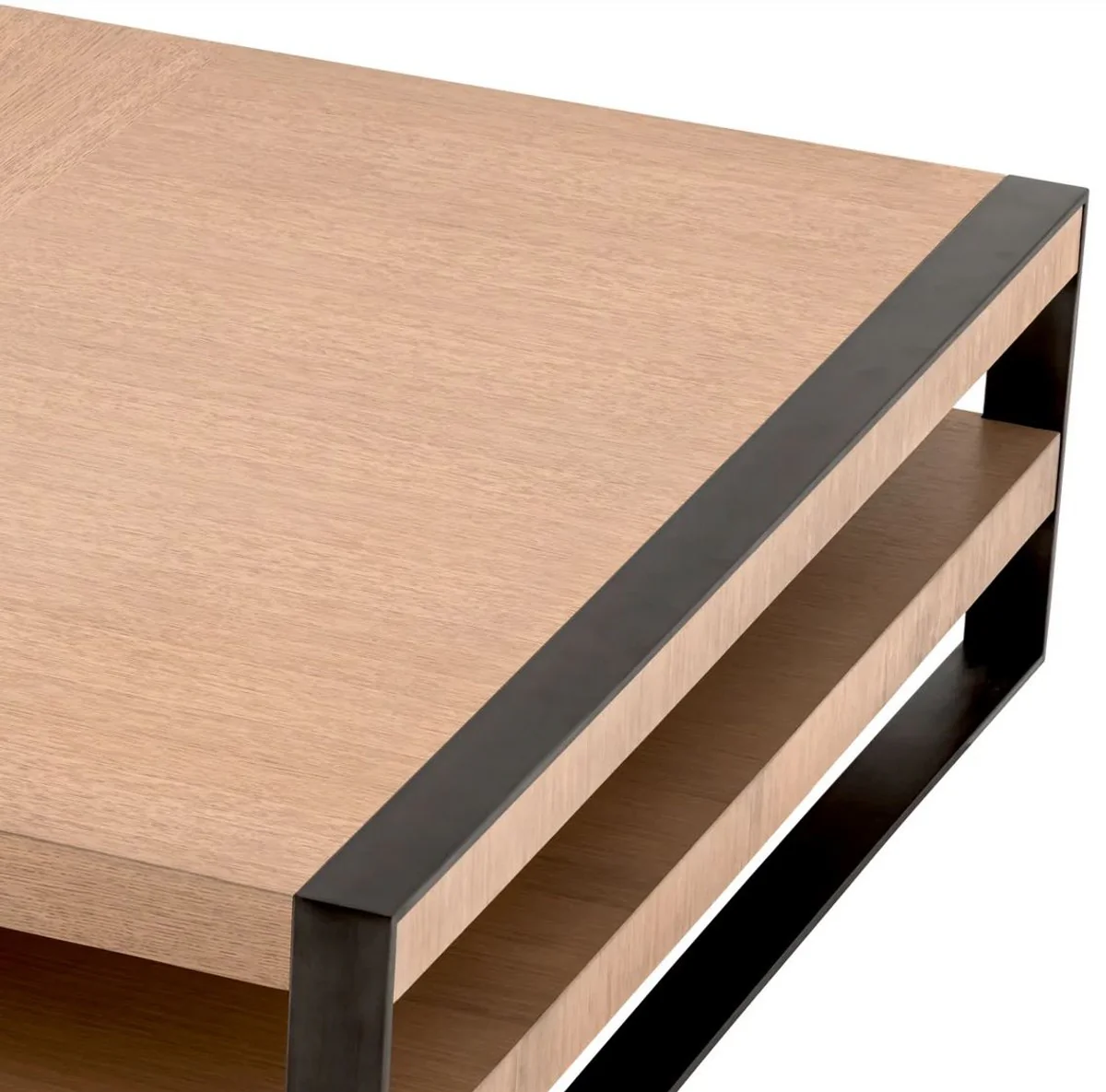 Luxury coffee table natural color / bronze 150 x 150 x H. 42.5 cm - Square living room table - Living room furniture - Solid wood furniture - Luxury furniture - Luxury furnishings
