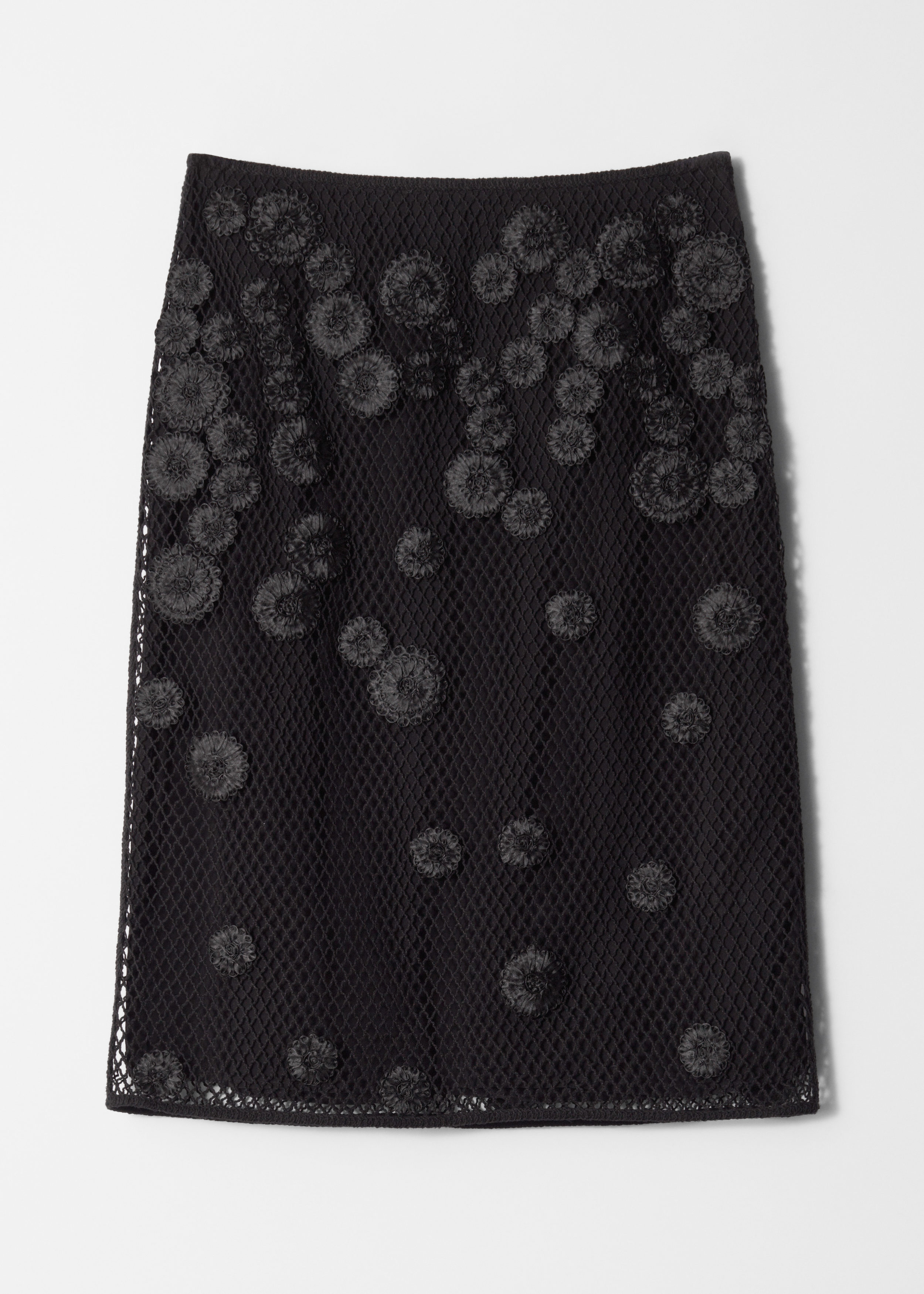 & Other Stories FLORAL-APPLIQUÉ MESH MIDI SKIRT