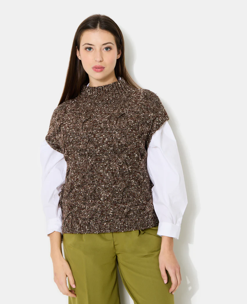 Pimkie Pull sans manches avec maille torsadée
