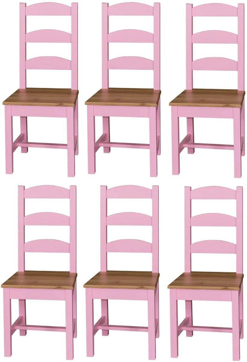 Country house style dining room chair set 48 x 41 x H. 93 cm - Various colors - Solid wood kitchen chairs set of 6 - Dining room furniture in country house style