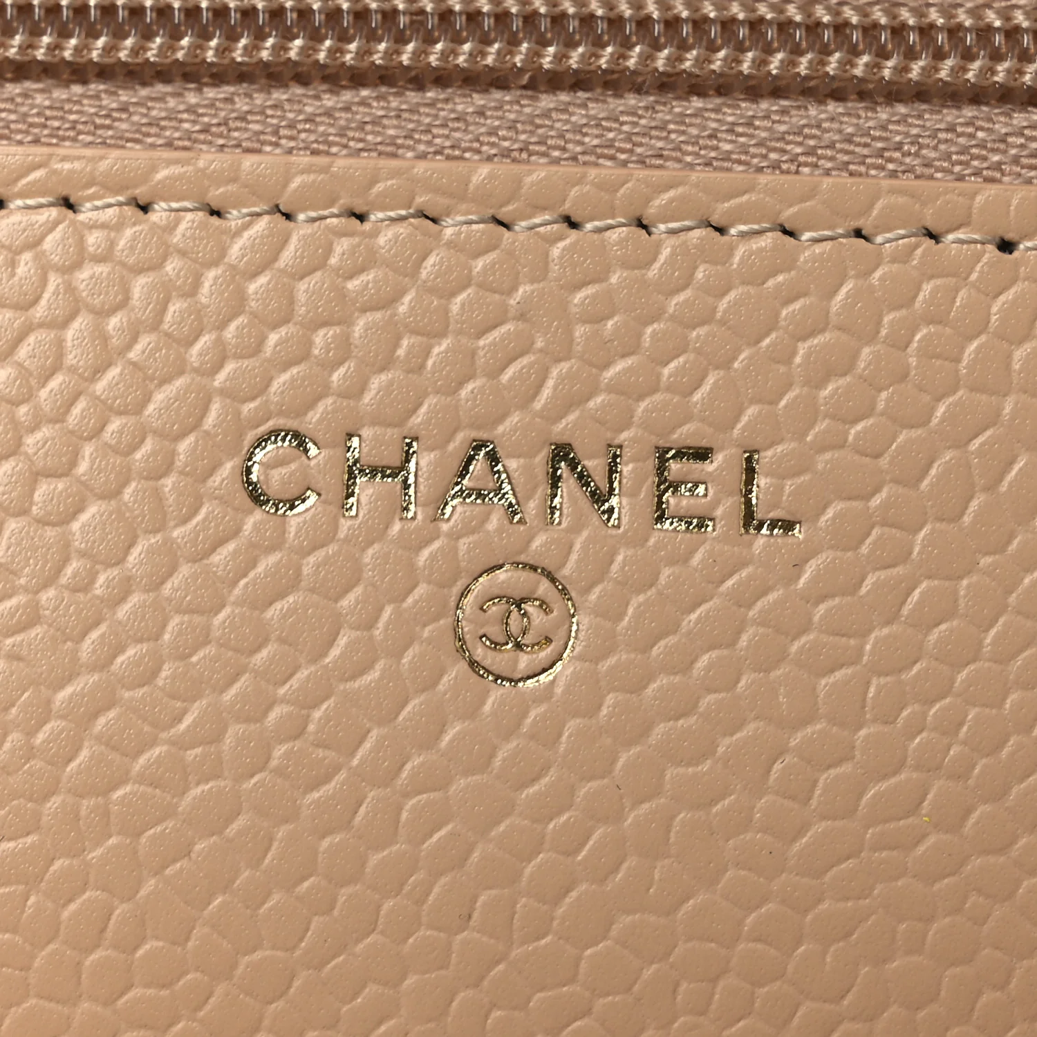 Caviar Quilted Wallet on Chain WOC Beige - Top Club