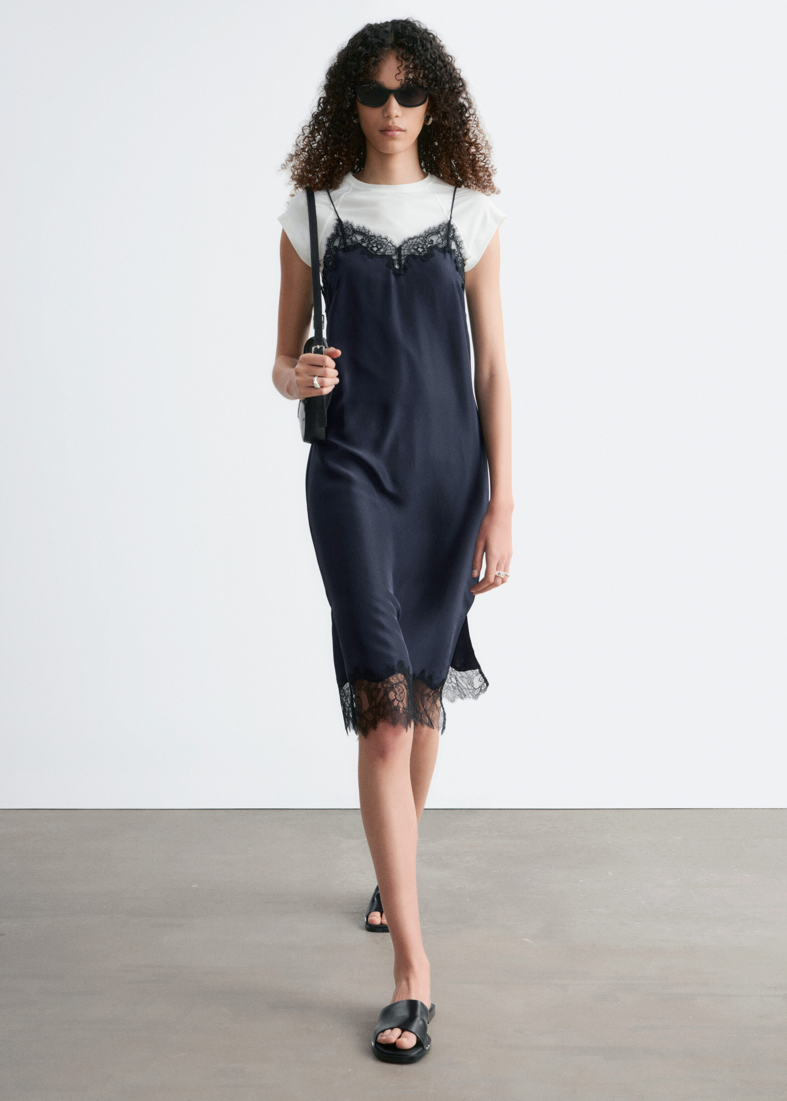 & Other Stories SILK SLIP MIDI DRESS