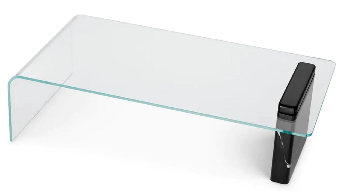 Luxury coffee table with glass top black 133.5 cm - luxury furniture