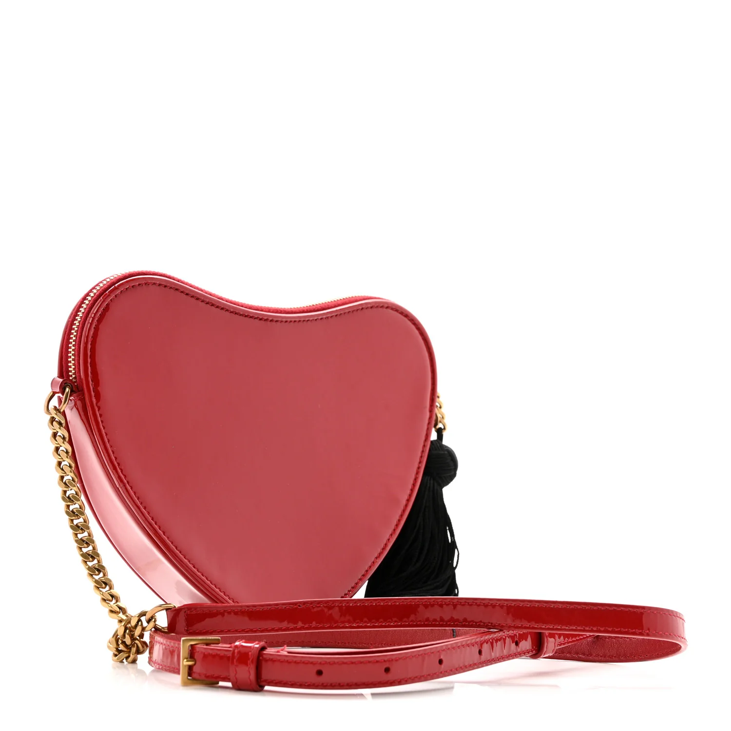 Patent Heart Monogram Crossbody Red - Top Club