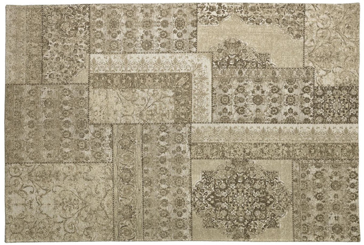Luxury cotton rug beige - various sizes - rectangular living room rug with relief structure and washed-out used look - luxury quality