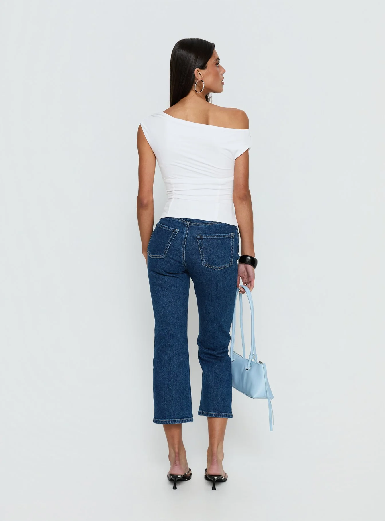 Cindee High Rise Cropped Jeans Mid Blue Wash