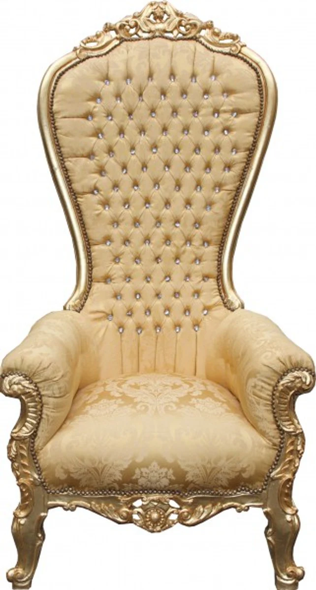 Baroque throne chair Majestic Mod2 gold pattern / gold with bling bling glitter stones - giant chair - throne chair Tron