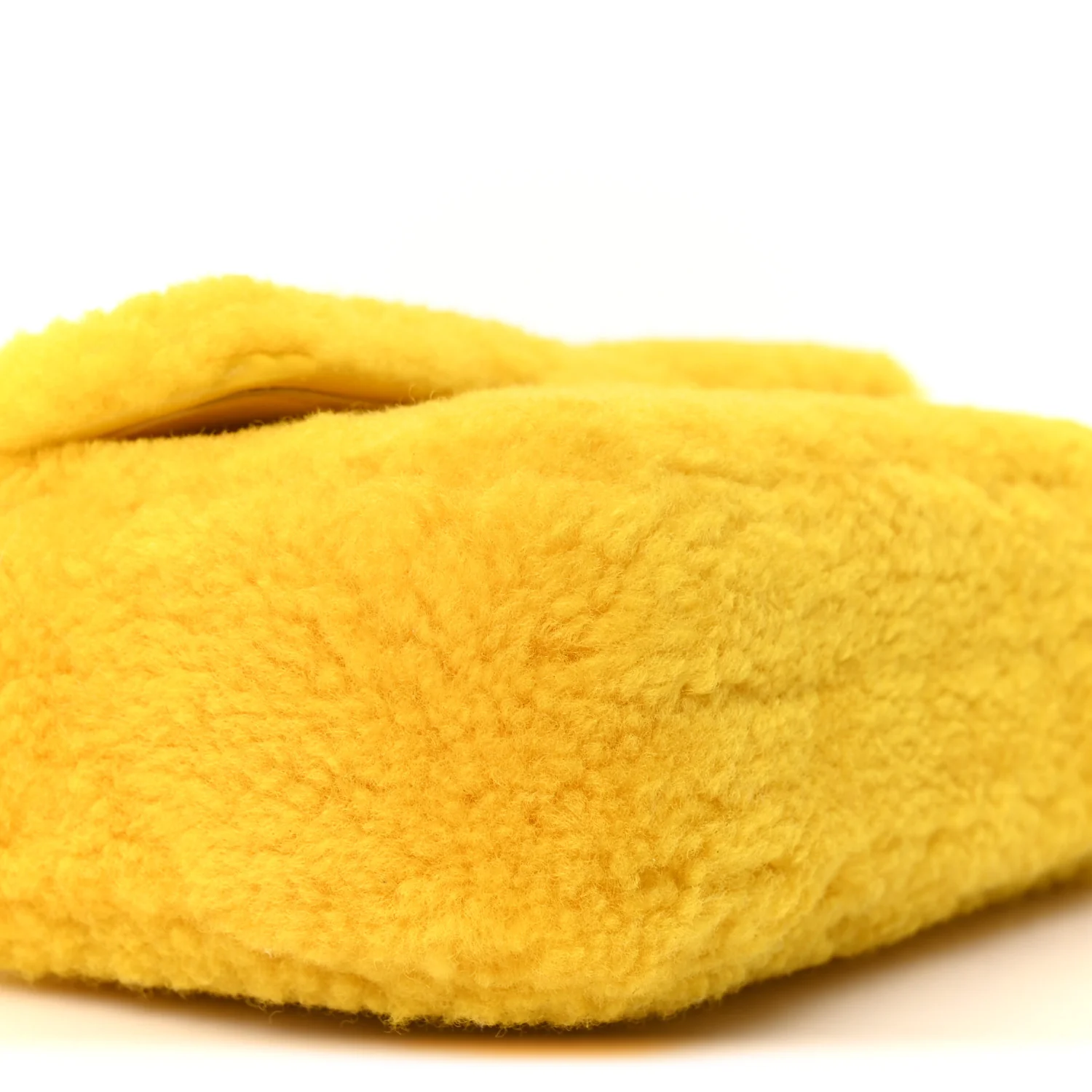Fluffy Shearling Triomphe Claude Chain Shoulder Bag Yellow - Top Club