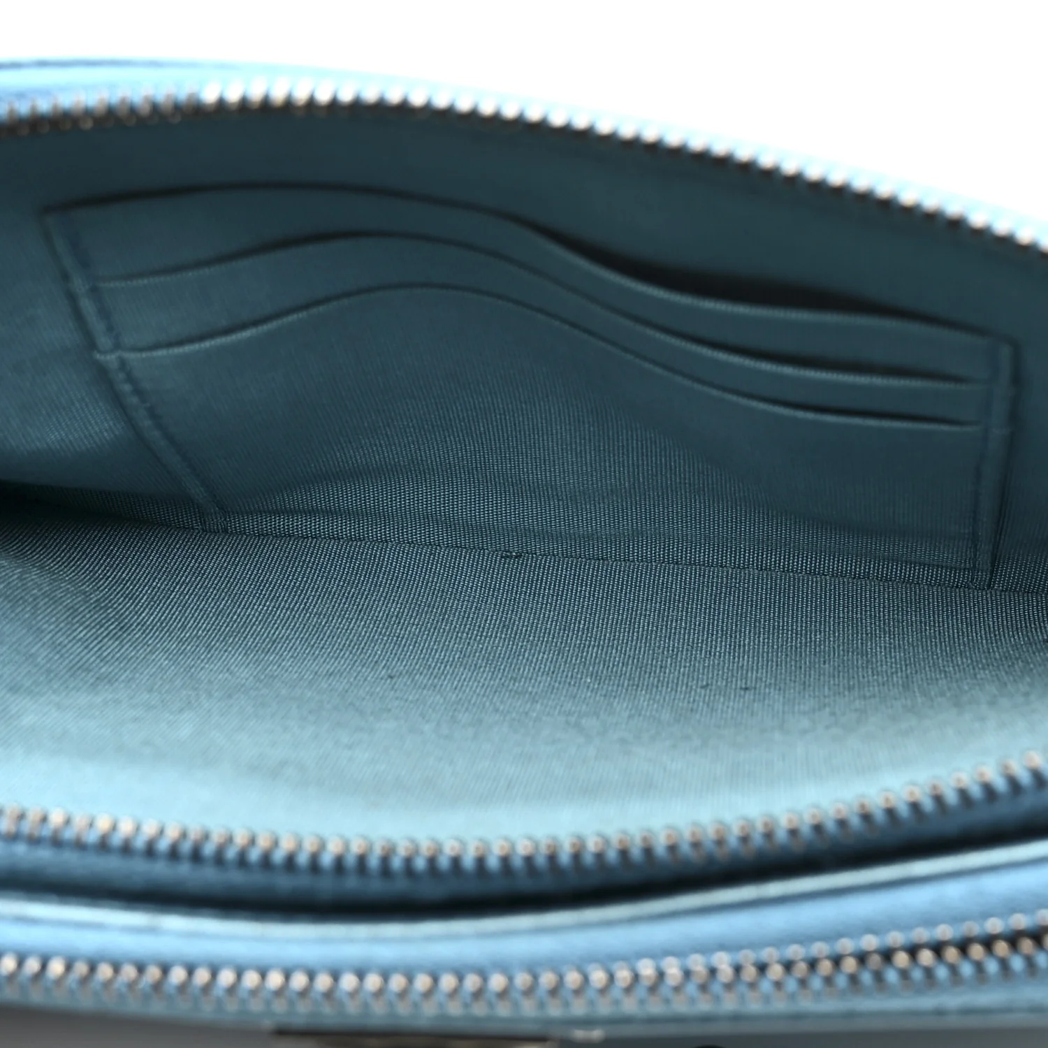 Metallic Caviar Quilted Small Boy Clutch With Chain Turquoise - Top Club