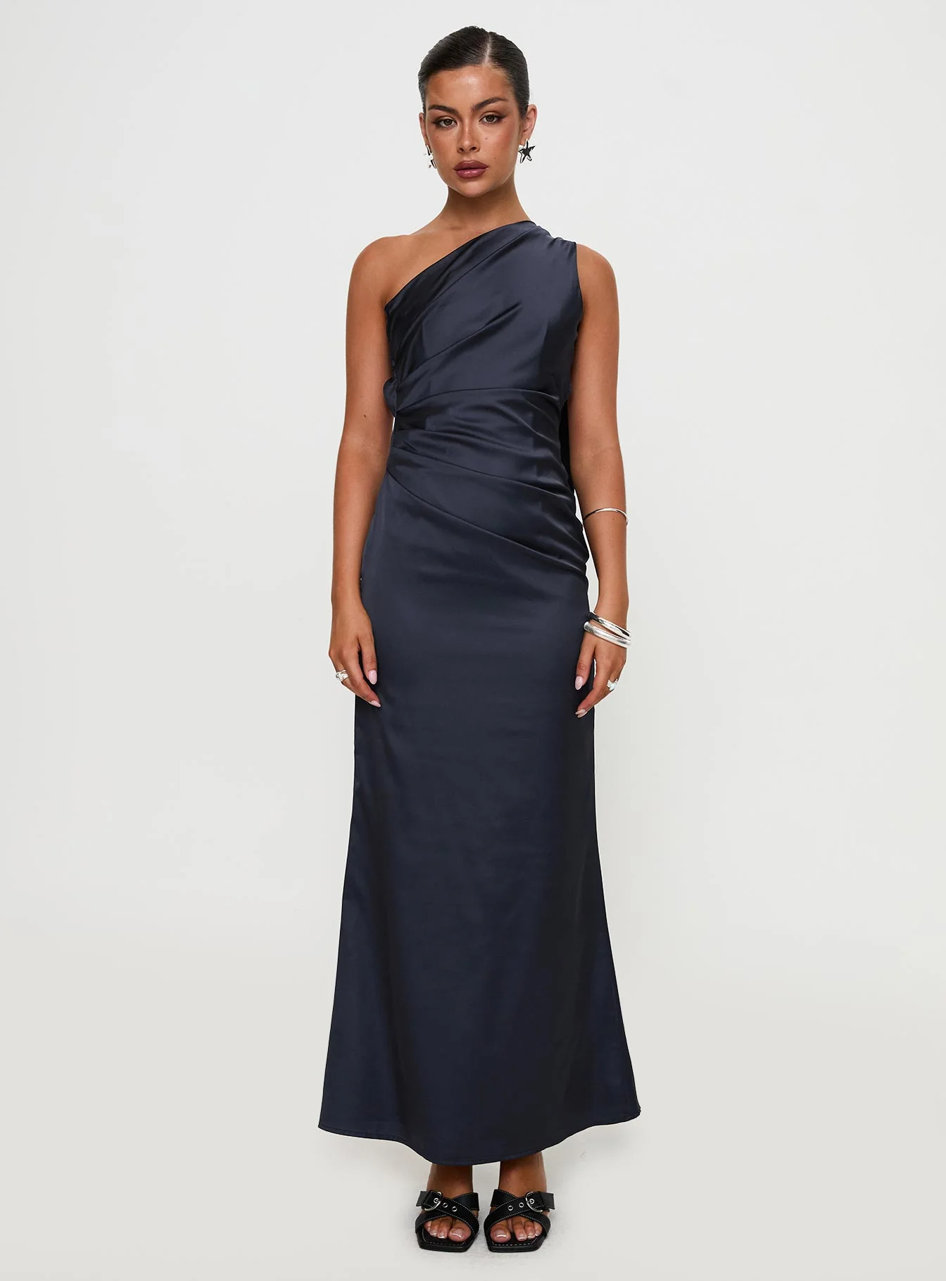 Dulcia One Shoulder Maxi Dress Blue