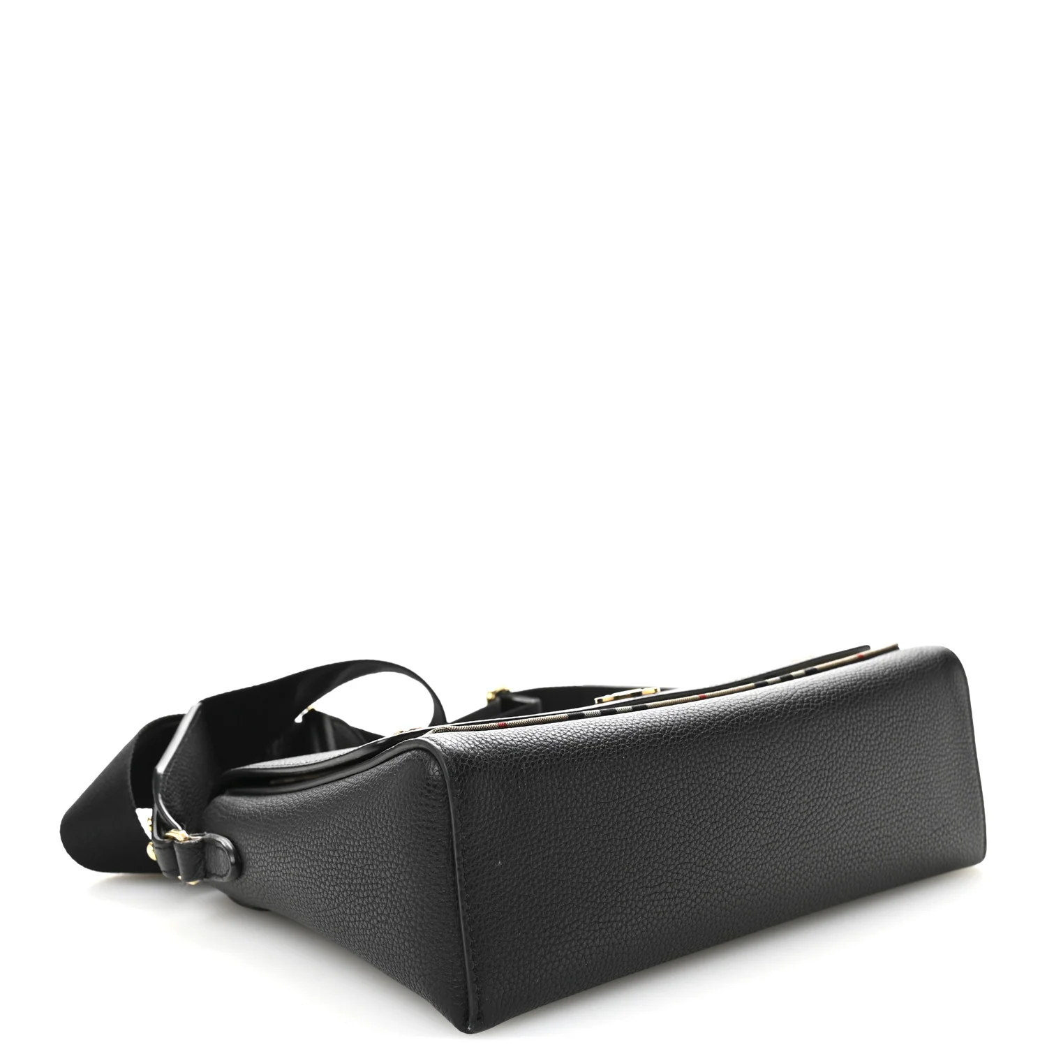Coated Canvas Calfskin Vintage Check Medium Note Crossbody Bag Black - Top Club