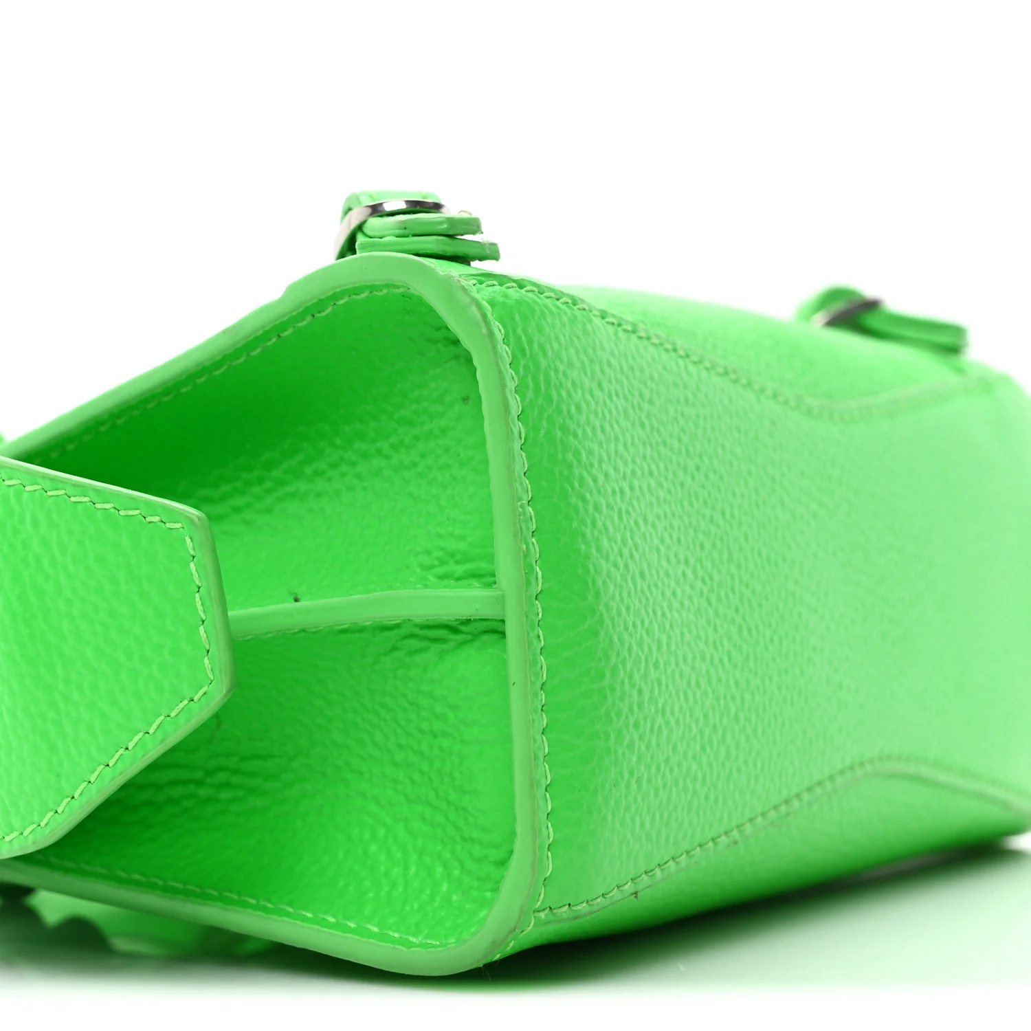 Grained Calfskin Neo Classic Silver Hardware Nano City Crossbody Fluo Green - Top Club
