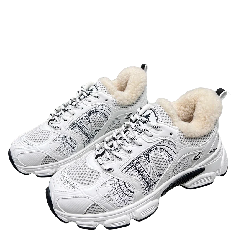 Women's Dior White Sneakers With Warm Fleece Lining - Sneaker Replica Workshop