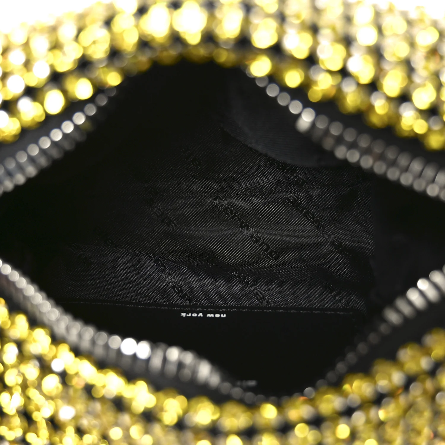 Mesh Crystal Rhinestone Mini Heiress Pouch Porcelain - Top Club
