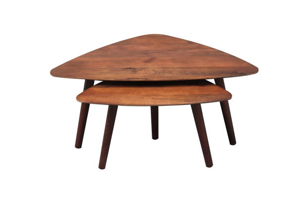 Salontafel set van 2 walnoot triangel